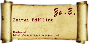 Zsirai Bálint névjegykártya