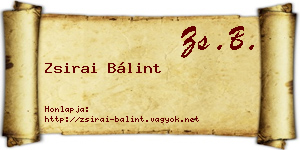 Zsirai Bálint névjegykártya